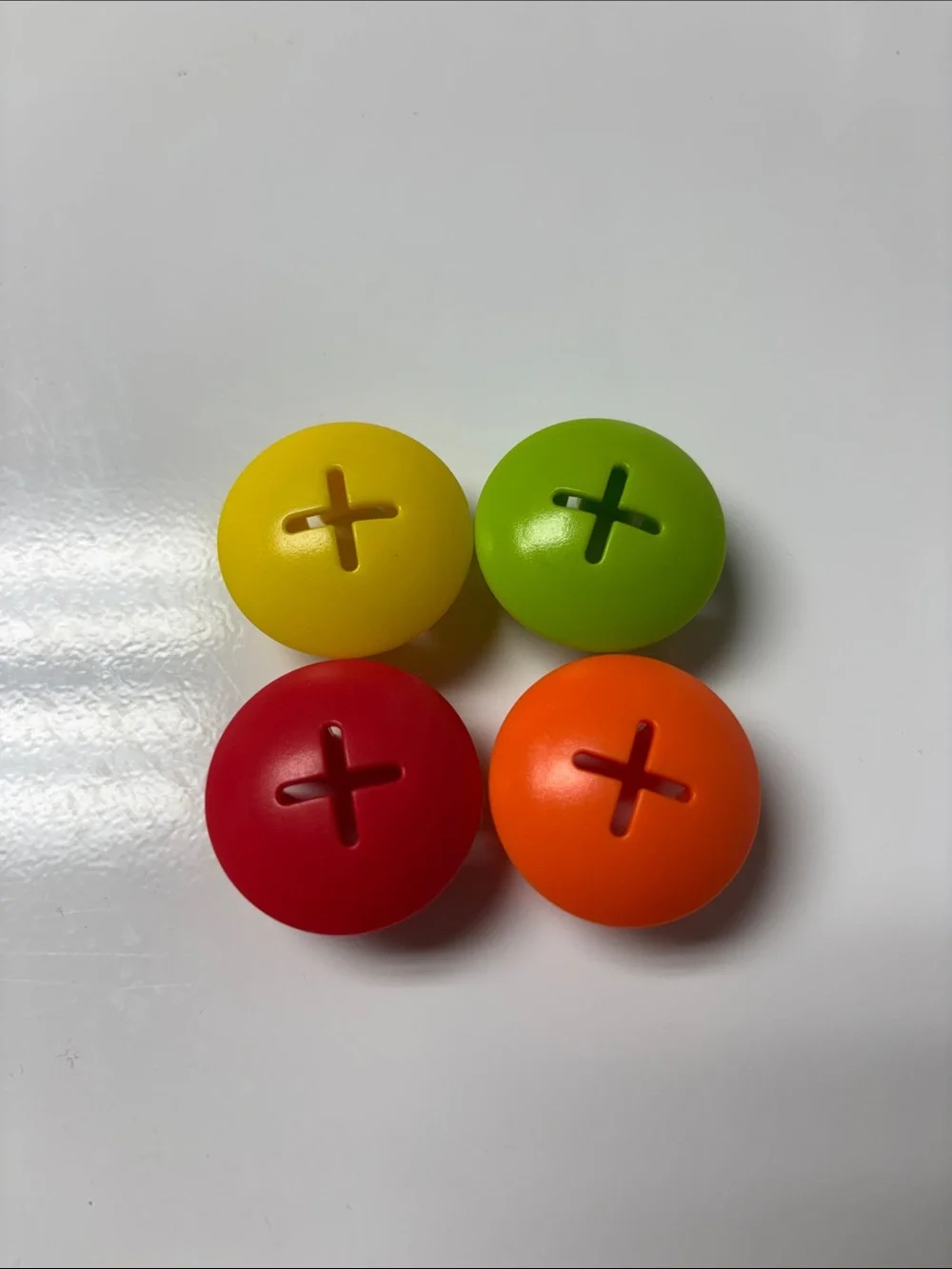 Lovevery Replacement Button Peg Toys - Yellow, Green, Red, Orange (Set of 4)